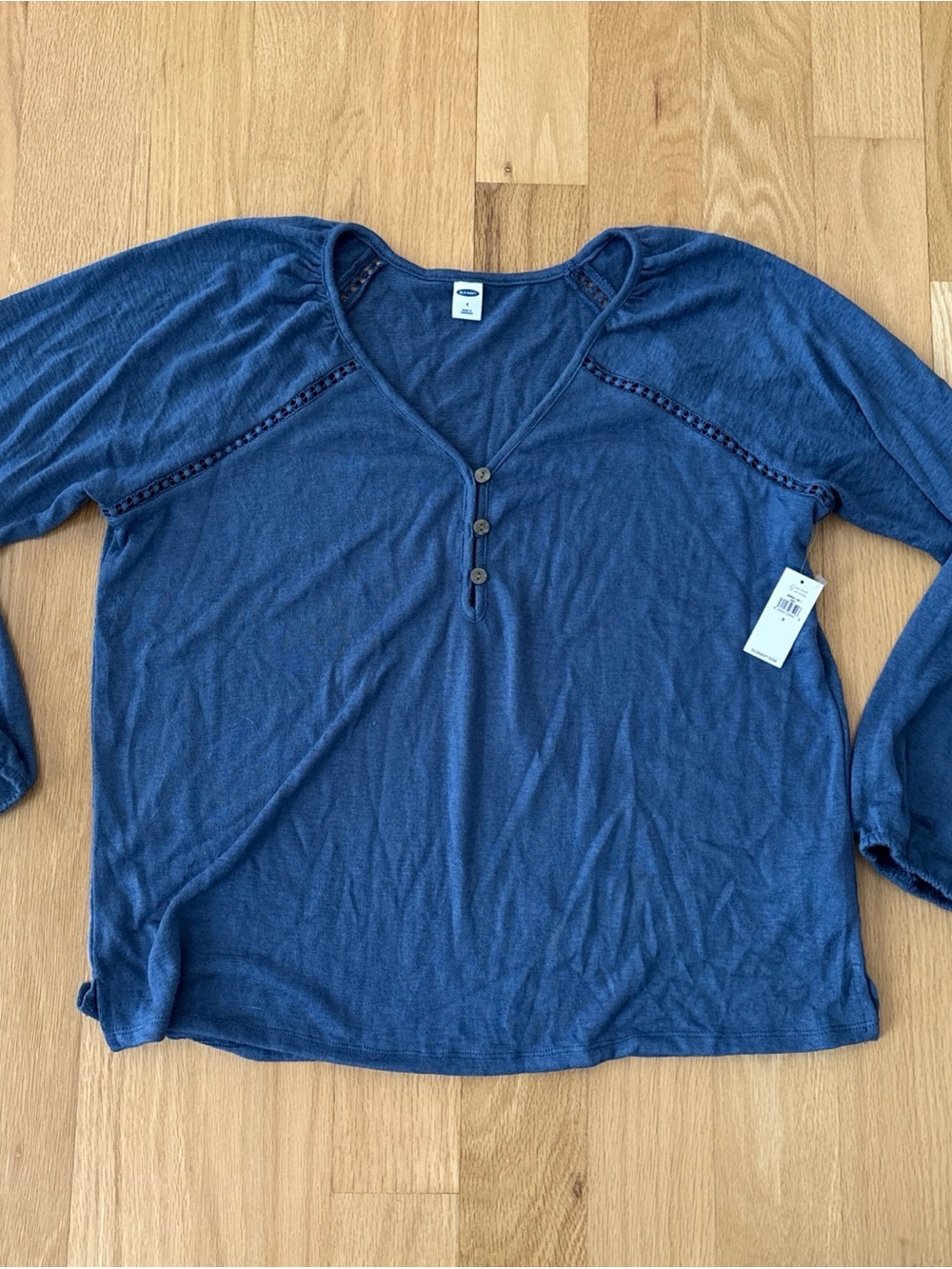 Old Navy Women's Navy Blue Long-Sleeve Henley Top